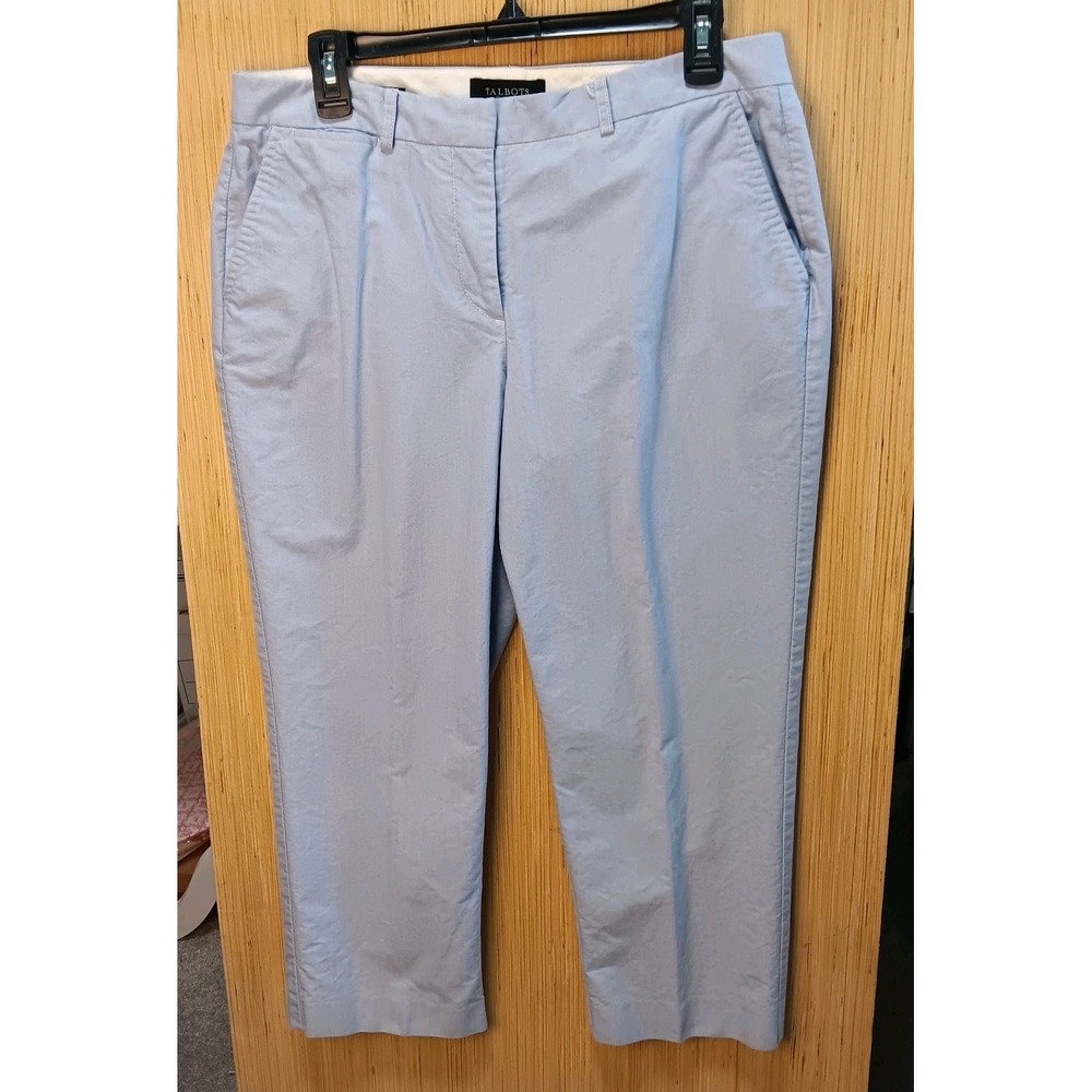 Talbots Signature Sz 10 Ladies Crop Length pants Pale Blue Mid Rise Cotton‎